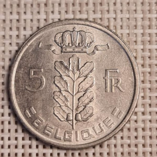 Belgium 5 Francs 1975 KM-134 VF