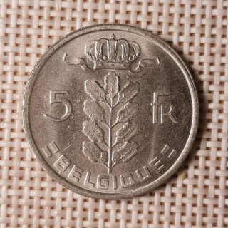 Belgium 5 Francs 1977 KM-134 VF