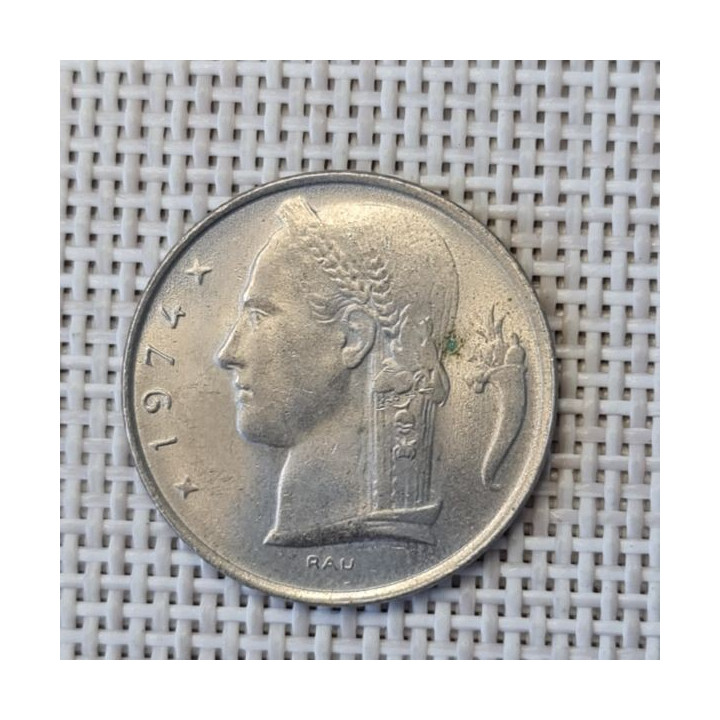 Belgium 5 Francs 1974 KM-135 XF