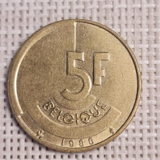 Belgium 5 Francs 1986 KM-163 VF