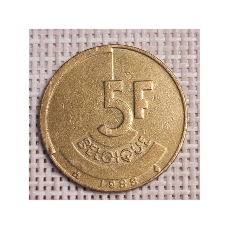 Belgium 5 Francs 1988 KM-163 VF