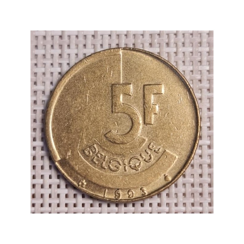 Belgium 5 Francs 1993 KM-163 VF
