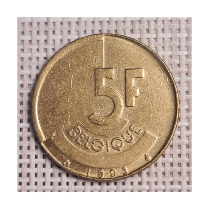Belgium 5 Francs 1993 KM-163 VF