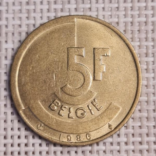 Belgium 5 Francs 1986 KM-164 VF