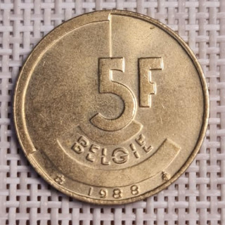 Belgium 5 Francs 1988 KM-164 VF