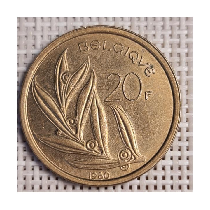 Belgium 20 Francs 1980 KM-159 VF