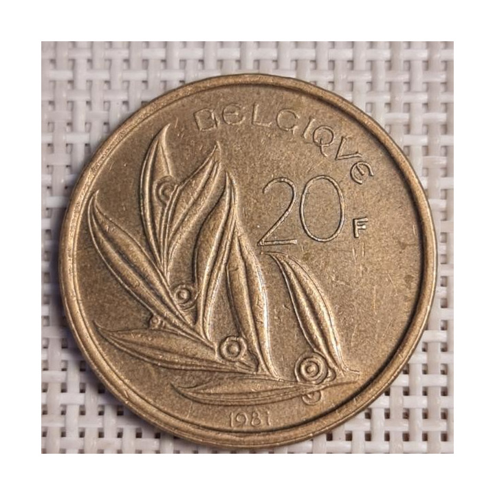 Belgium 20 Francs 1981 KM-159 VF