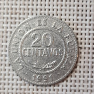 Bolivia 20 Centavos 1991 KM-203 VF