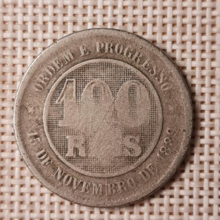 Brazil 100 Reis 1889 KM-492 F