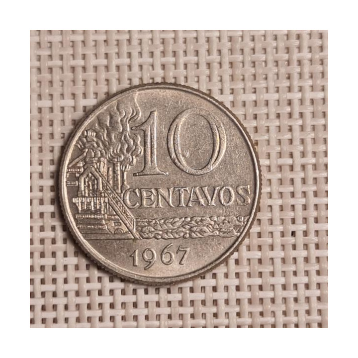 Brazil 10 Centavos 1967 KM-578 VF