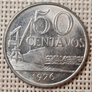 Brazil 50 Centavos 1976 KM-580b AU