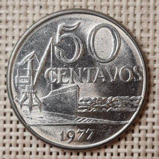 Brazil 50 Centavos 1977 KM-580b AU