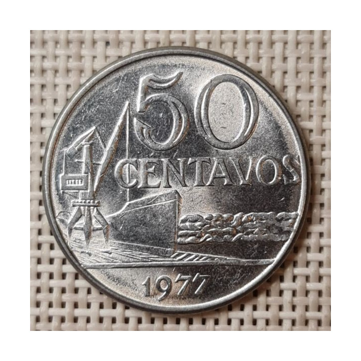 Brazil 50 Centavos 1977 KM-580b AU