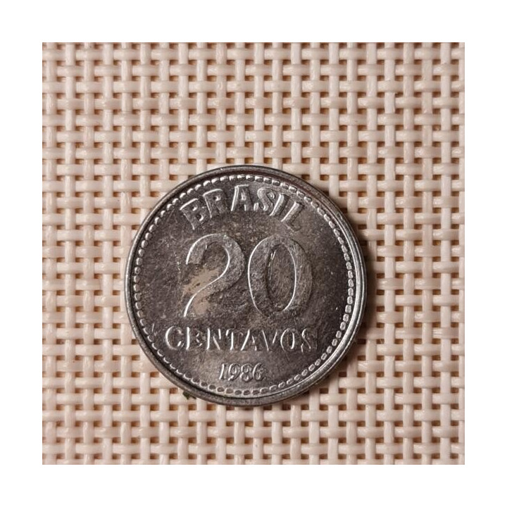 Brazil 20 Centavos 1986 KM-603 VF
