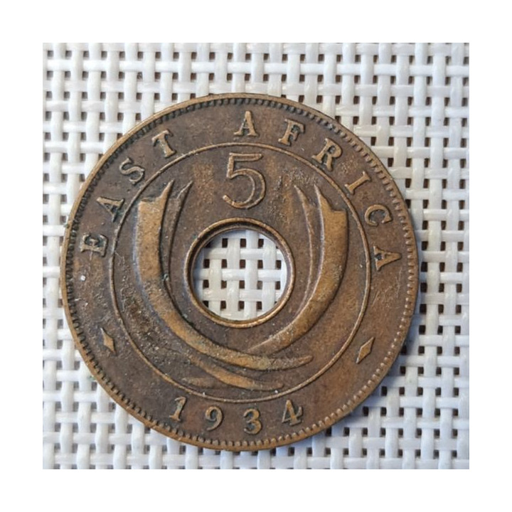 British East Africa 5 Cents 1934 KM-18 VF