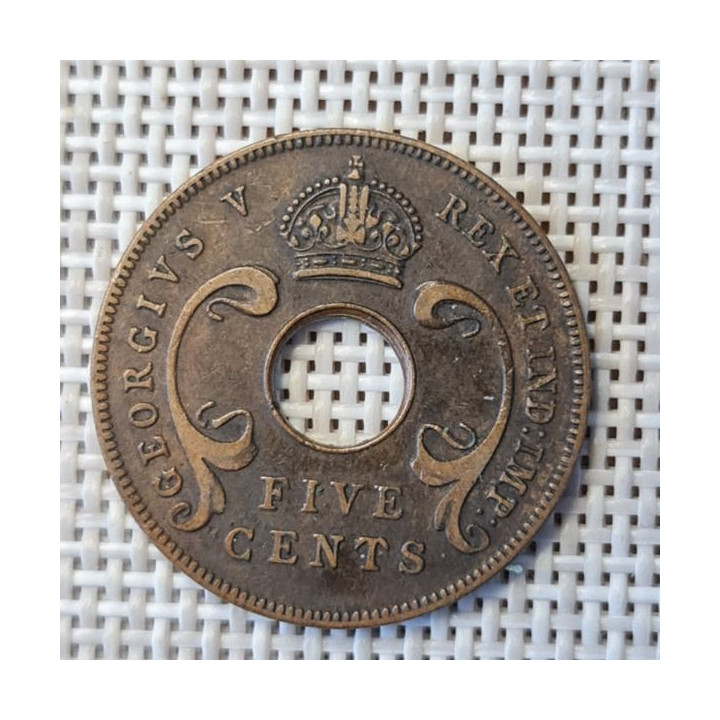 British East Africa 5 Cents 1934 KM-18 VF