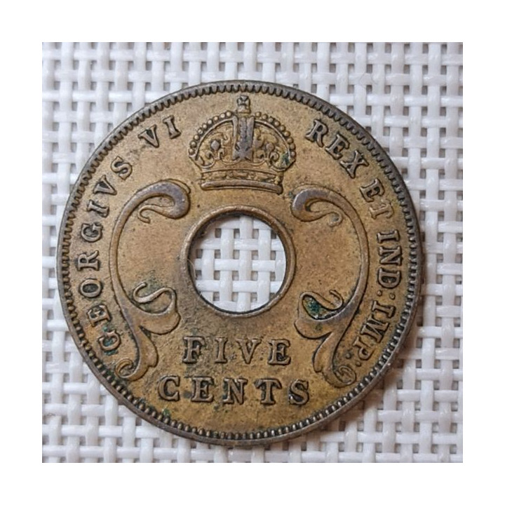 British East Africa 5 Cents 1942 KM-25 VF