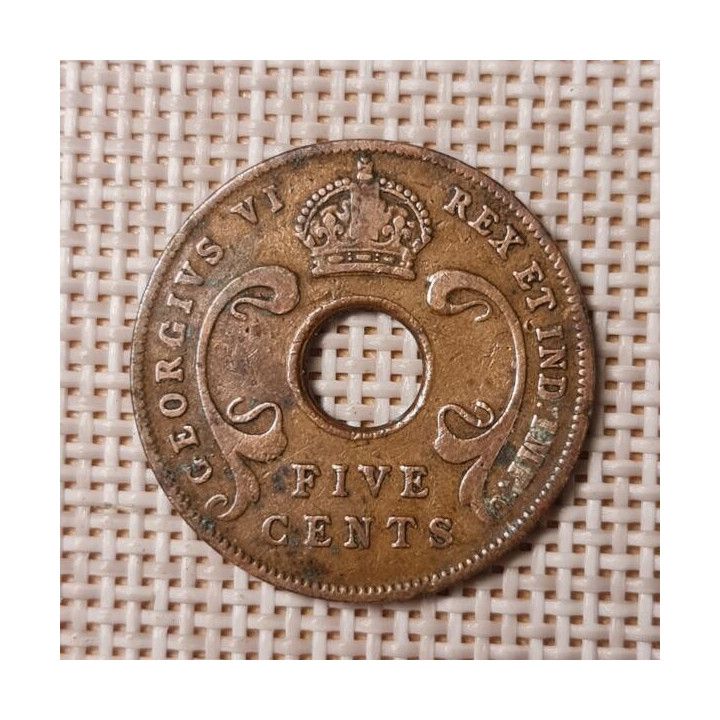 British East Africa 5 Cents 1943 KM-25 VF