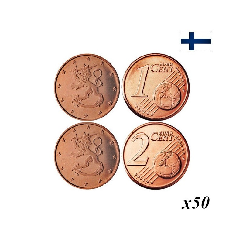 Finland 1 & 2 Euro Cents 2000 Rolls