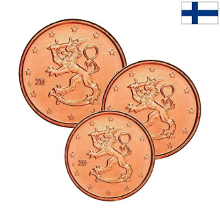 Finland 1, 2, 5 Euro Cents 2004 UNC