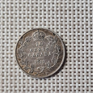 Canada 10 Cents 1913 KM-23 VF/XF