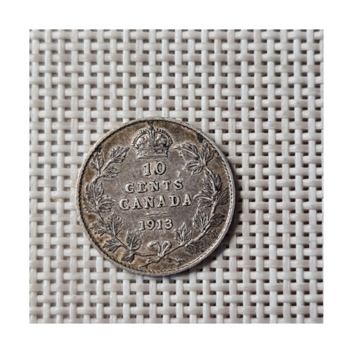 Canada 10 Cents 1913 KM-23 VF/XF