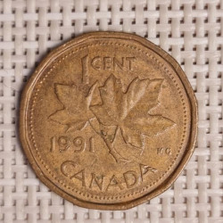 Canada 1 Cent 1991 KM-181 VF