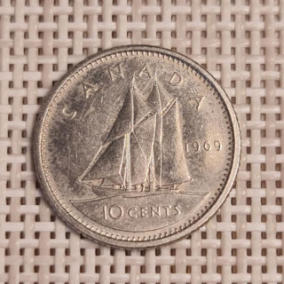 Canada 10 Cents 1969 KM-77 VF