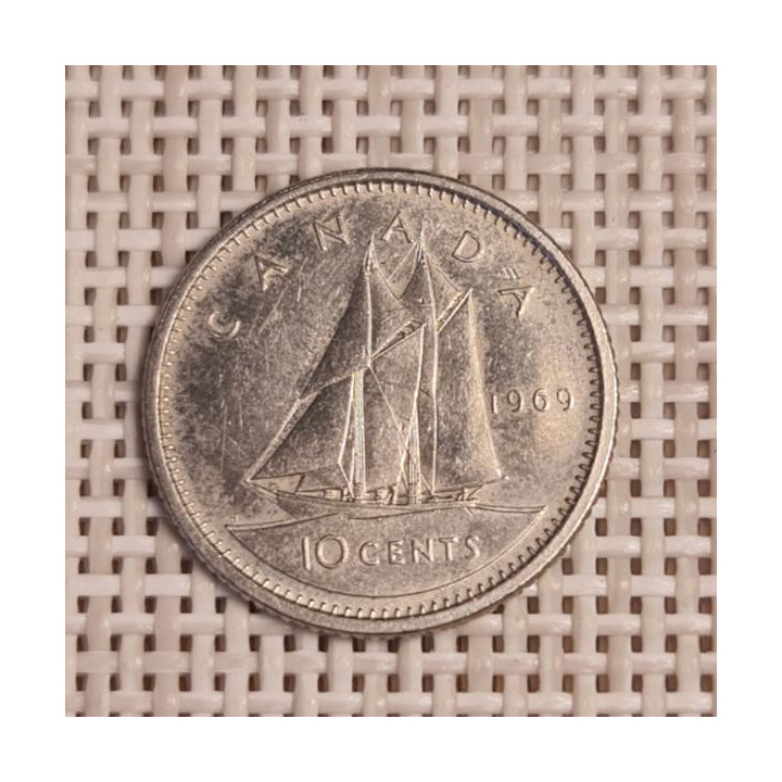 Canada 10 Cents 1969 KM-77 VF