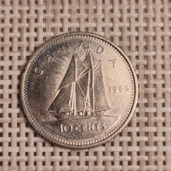 Canada 10 Cents 1986 KM-77 VF