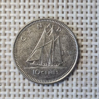 Canada 10 Cents 1991 KM-183 VF