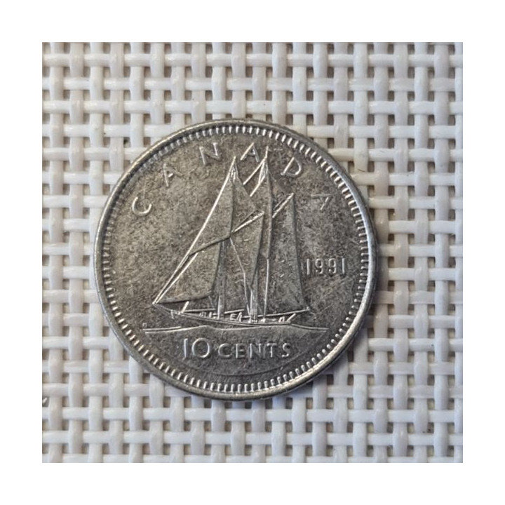 Canada 10 Cents 1991 KM-183 VF