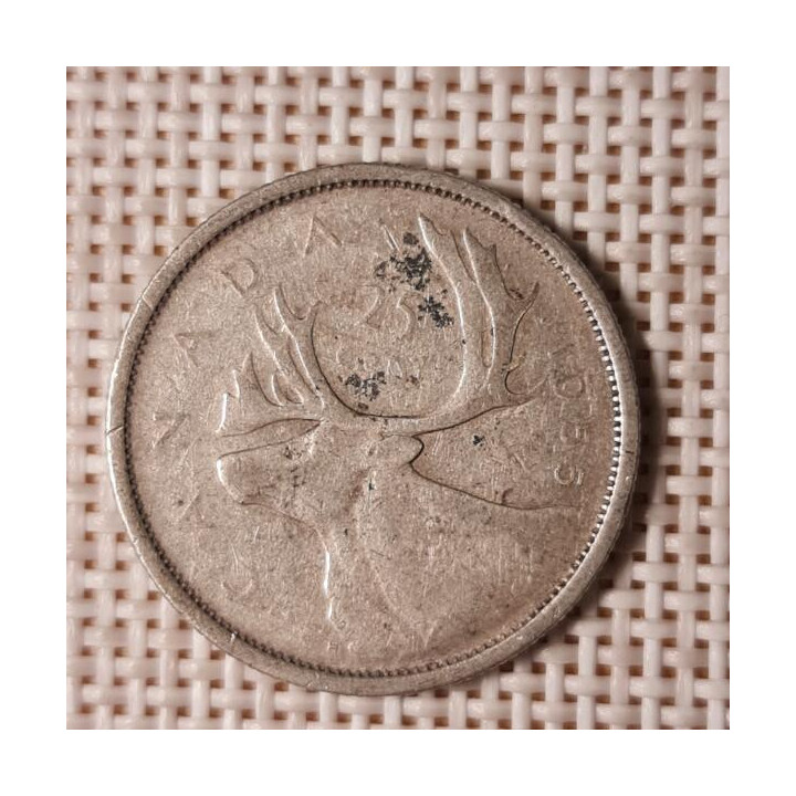 Canada 25 Cents 1955 KM-52 VF