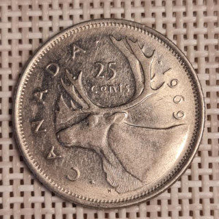 Canada 25 Cents 1969 KM-62b VF