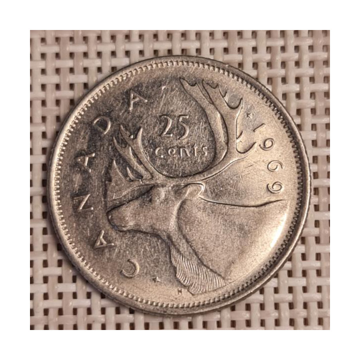 Canada 25 Cents 1969 KM-62b VF
