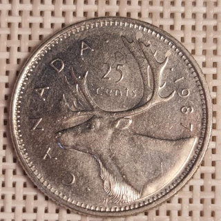 Canada 25 Cents 1987 KM-74 VF