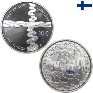 Finland 10 Euro 2008 "Finnish Flag" KM-140 Proof