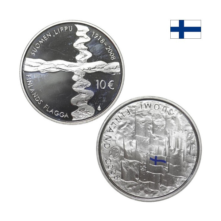 Finland 10 Euro 2008 "Finnish Flag" KM-140 Proof