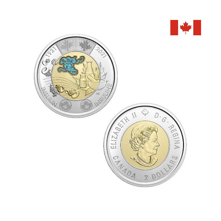 Canada 2 Dollars 2021 "Insulin" Colored KM-3101 UNC