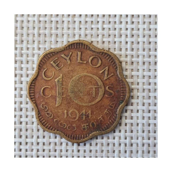 Ceylon 10 Cents 1944 KM-118 F