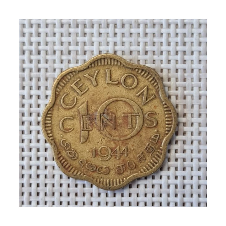 Ceylon 10 Cents 1944 KM-118 VF
