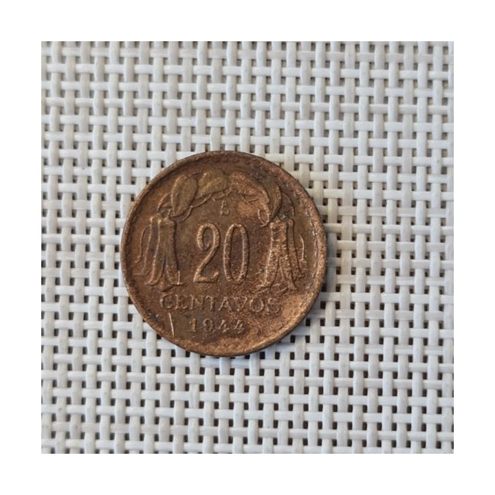Chile 20 Centavos 1944 KM-177 VF