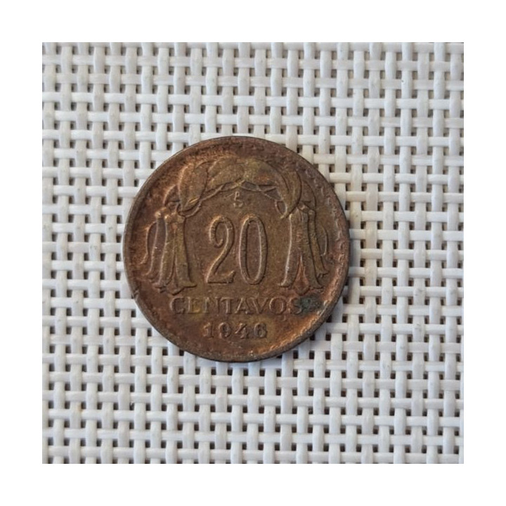 Chile 20 Centavos 1946 KM-177 VF