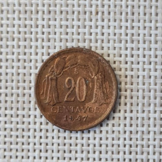 Chile 20 Centavos 1947 KM-177 VF