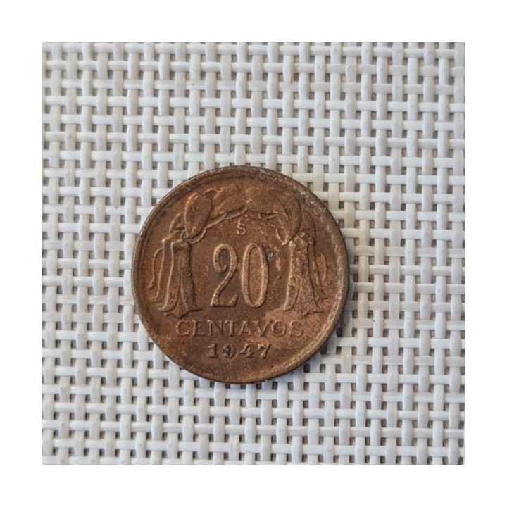 Chile 20 Centavos 1947 KM-177 VF
