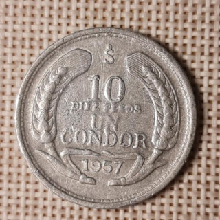 Chile 10 Pesos 1957 KM-181 VF