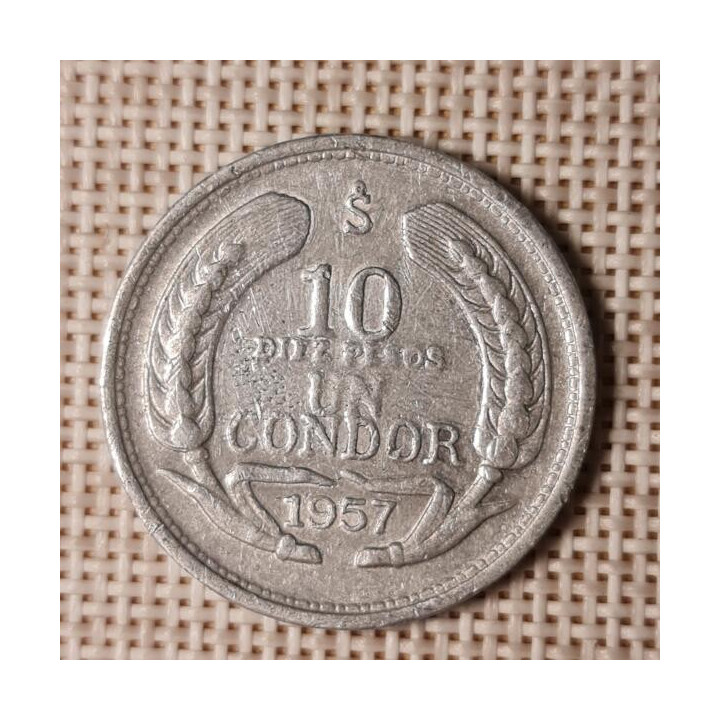 Chile 10 Pesos 1957 KM-181 VF