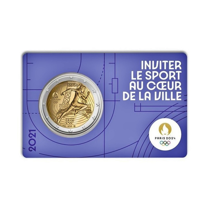 France 2 Euro 2021 "Olympic Games" BU (Coin Card Purple)
