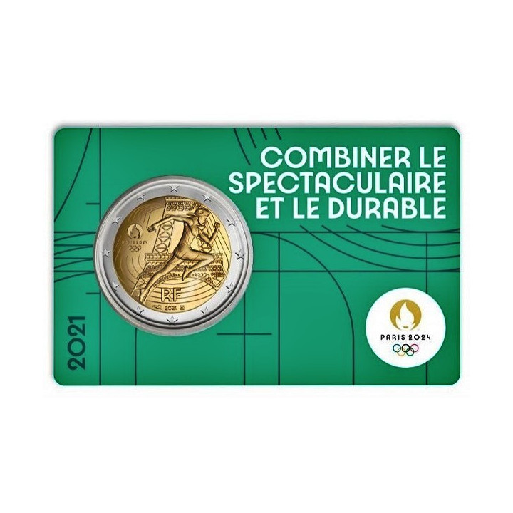France 2 Euro 2021 "Olympic Games" BU (Coin Card Green)