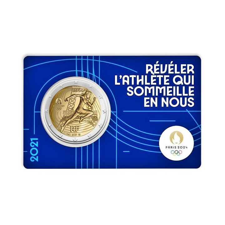 France 2 Euro 2021 "Olympic Games" BU (Coin Card Blue)